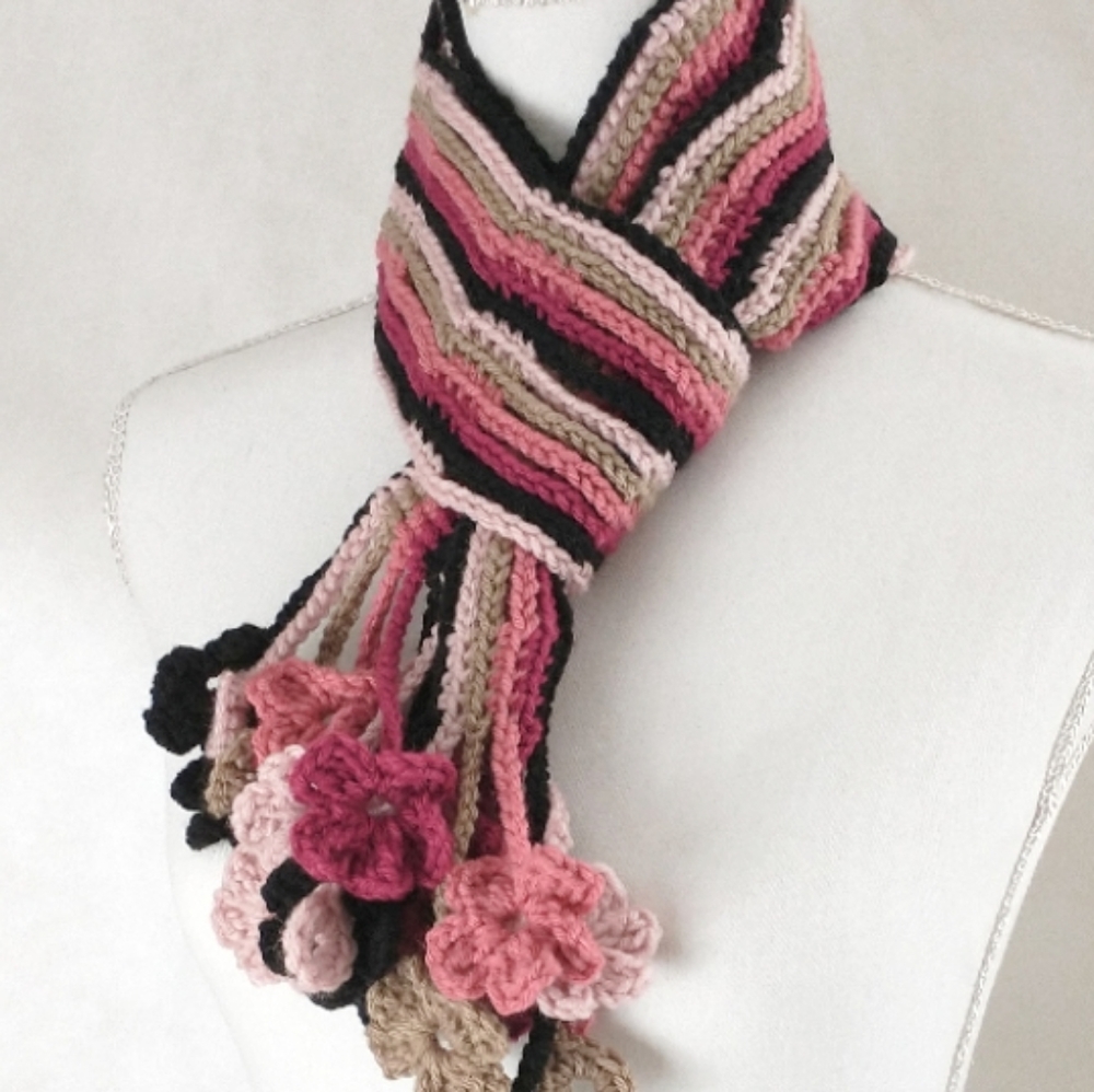 🌺Scarf flower handmade crochet colorful